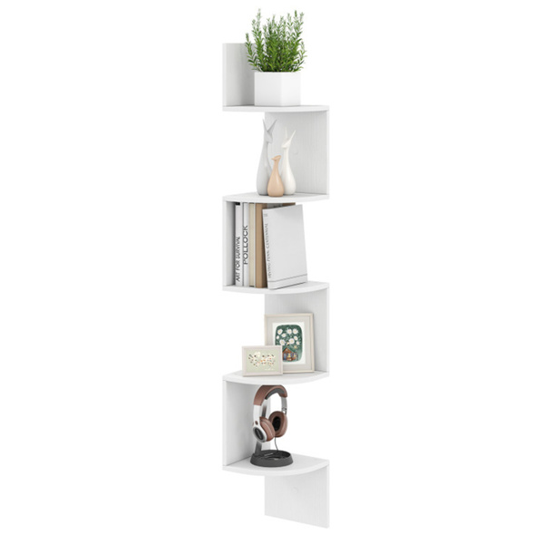 5-layer white wall mounted corner stand/bookshelf-1