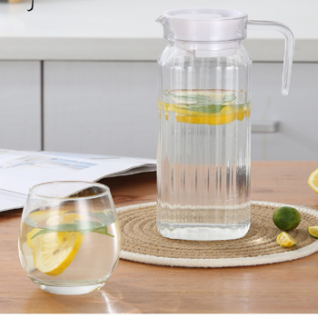 PC扎壶亚克力条纹壶塑料冷水壶透明凉水壶八角壶果汁壶茶色花茶壶 1.1L条纹壶(热销款) 