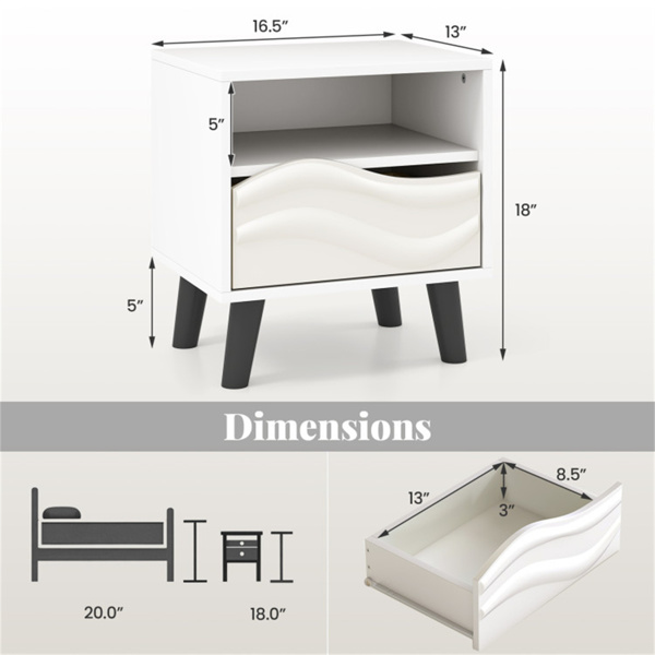 White bedside table with drawers and open shelves-4