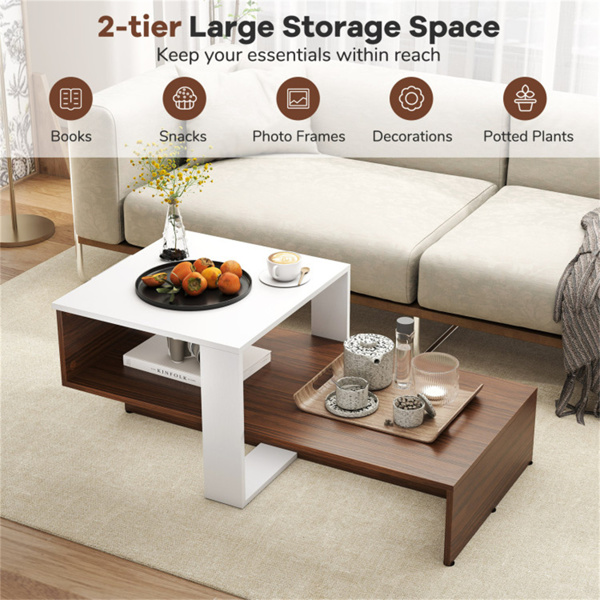 Double layered dual color coffee table-4