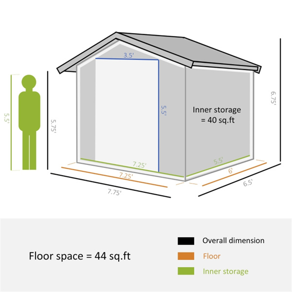 钢制仓库花园工具房7'x 4'白色-AS （ Amazon Shipping）（WalMart禁售）（周末不发货）-3