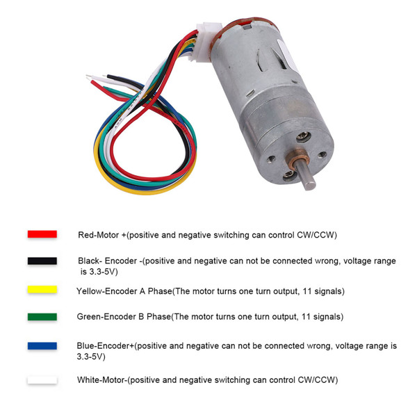 DIY Encoder Gear Motor with Mounting Bracket 65mm Wheel Kit for Smart Car Robot DC12V(1000RPM)-2