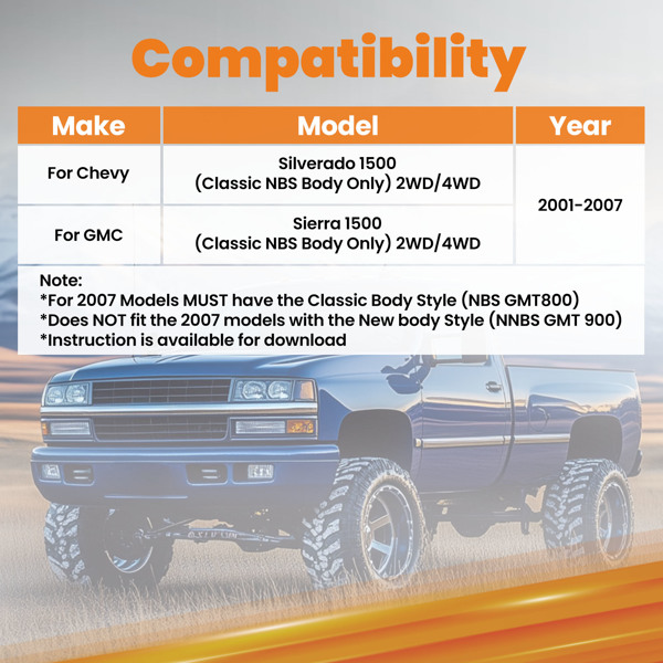 适用于 2001-2007 年雪佛兰 Silverado 1500 Classic 车身的后 C 型槽口缓冲器-6
