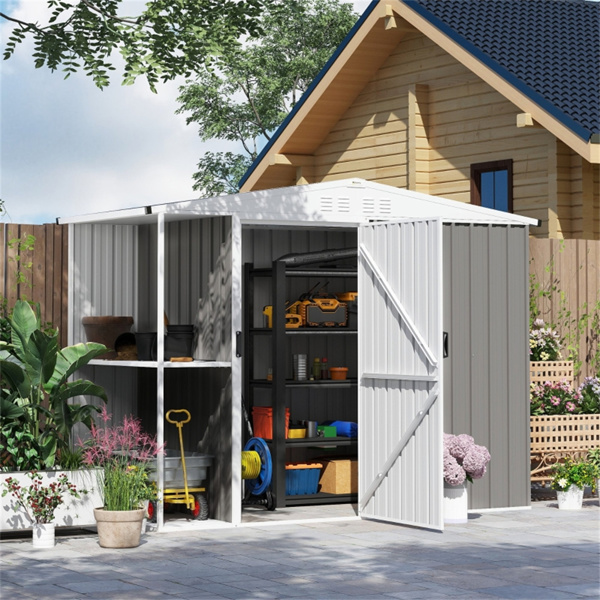 Steel Storage Shed Garden Tool house 7' x 4'  White-AS ( Amazon Shipping)（Prohibited by WalMart）-2