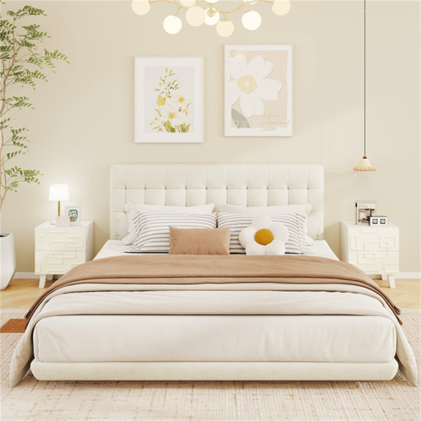  White Modern Nightstand Side Table with Drawers -7
