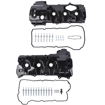 气门室盖 2PCS Left & Right Aluminum Engine Valve Cover w/ Gasket for 2015-2022 Ford Transit-150 250 350, 2015-2017 Ford Expedition Lincoln Navigator 3.5L V6