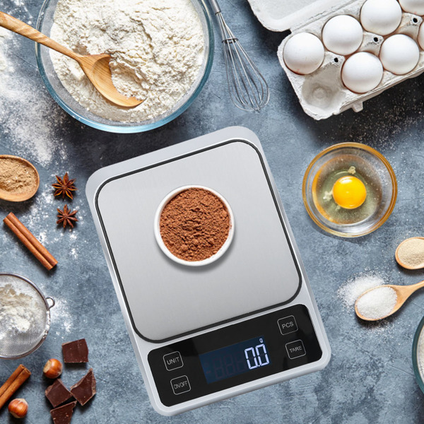 不锈钢厨房电子秤烘焙电子秤便携式电子秤  银色 5kg/0.1g（不带电池发货）-10
