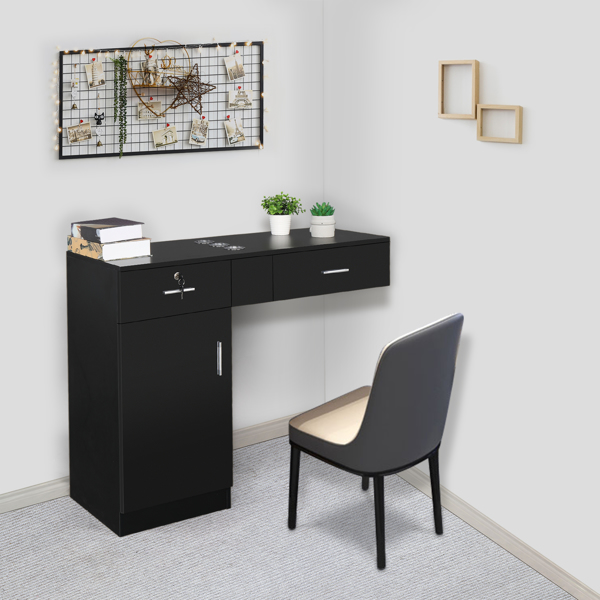 15 PCT E0 Particleboard Pitted Surface 2 Drawers 1 Lock 1 Door 3 Hair Dryer Salon Cabinet Black【Same code 63082170】-12