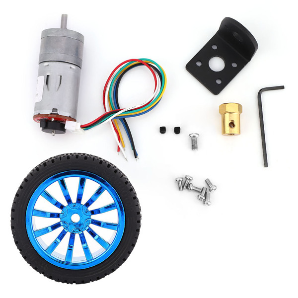 DIY Encoder Gear Motor with Mounting Bracket 65mm Wheel Kit for Smart Car Robot DC12V(1000RPM)-1