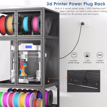3D 打印机柜，带双层 3D 打印机耗材存储架、T 型耗材杆和降噪防尘设计，适用于工作室、办公室存储和整理