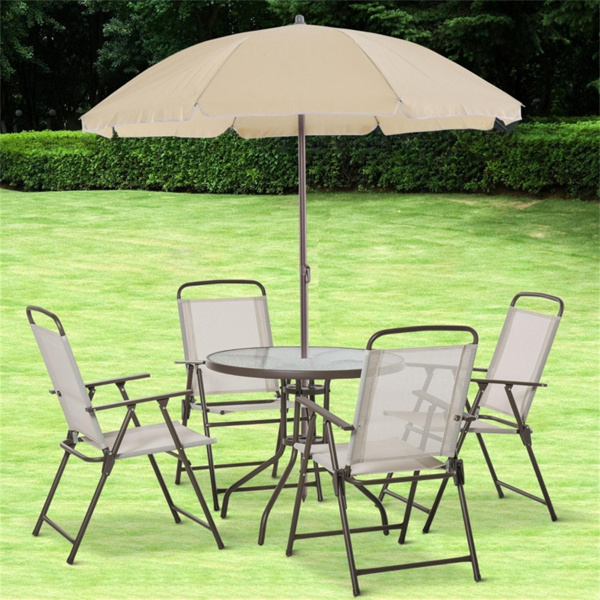 户外餐桌椅套餐带雨伞 （ Amazon Shipping）（WalMart禁售）（周末不发货）-2