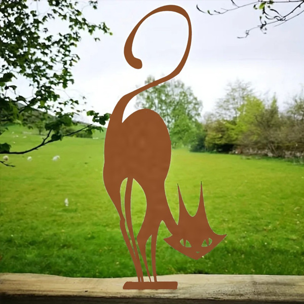 Resistant Iron Cat Tree - Branch Ornament: Add Lively Appeal to Your Garden! Outdoor Statues.-1