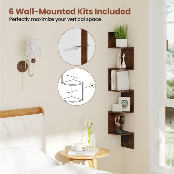 5-layer white wall mounted corner stand/bookshelf-7