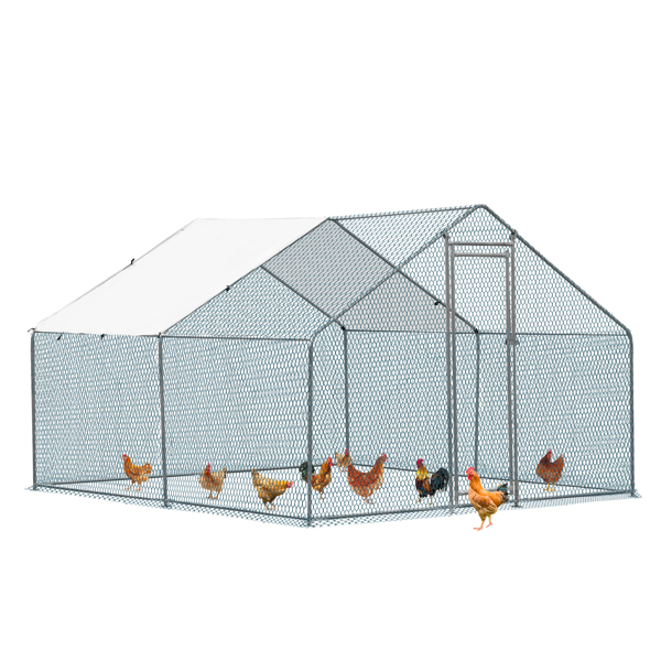 3*3*2m/9.8x9.8x6.5 ft 尖顶鸡舍 180gPE雨布 金属 铁鸡兔笼-3