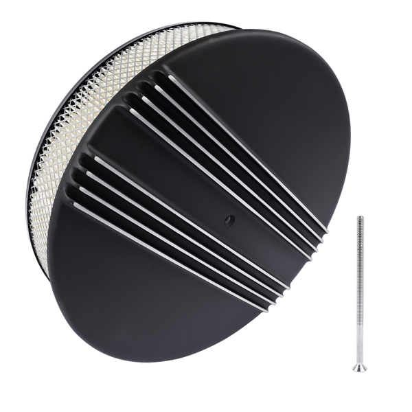 空气滤清器 14" x 3" Half Finned Aluminum Air Cleaner With Recessed Base and Paper Element Black-3