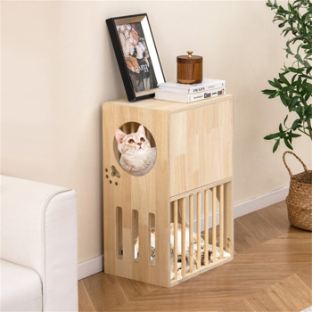 带垫子的双层木制猫公寓（amazon shipping-发货，WALMART禁止销售）周末不发货