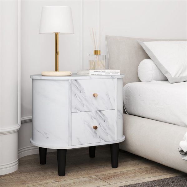 White Nightstand with Drawers  -2