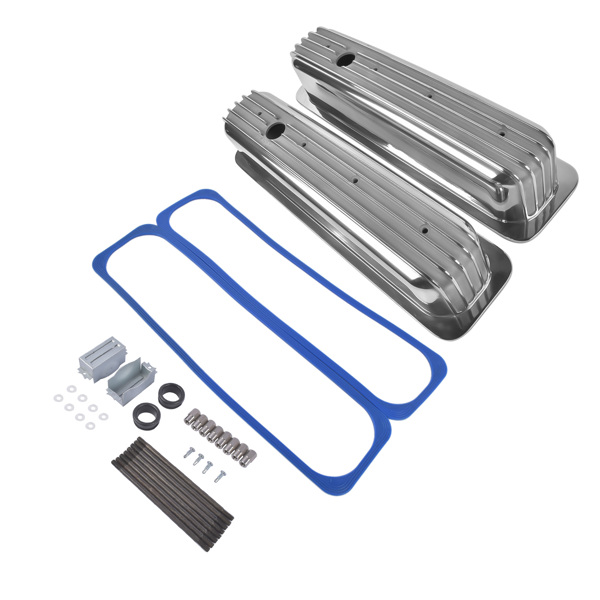 气门室盖 Tall Aluminum Finned Vortec Valve Covers Polished Center Bolt for Chevy SBC 283 305 327 350 1987-1997-3
