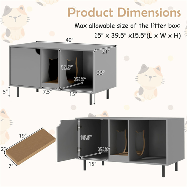 灰色猫砂箱外壳 （amazon shipping-发货，WALMART/amazon禁止销售）周末不发货-3