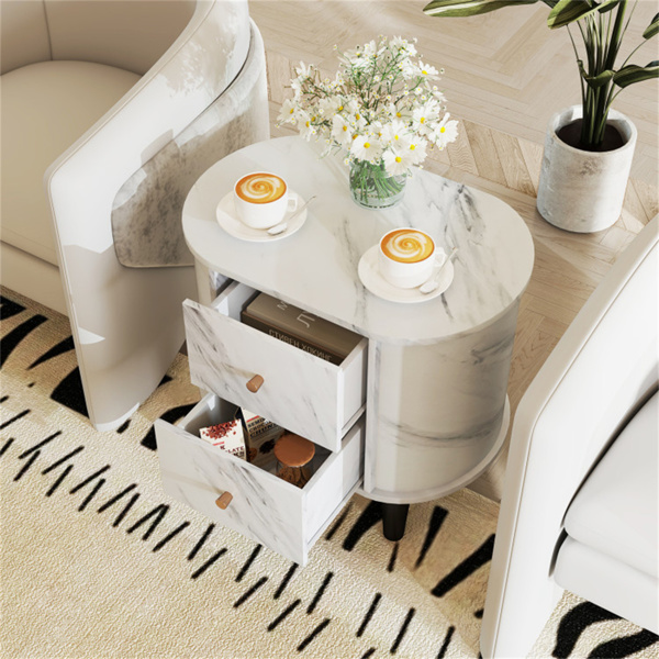 White Nightstand with Drawers  -3