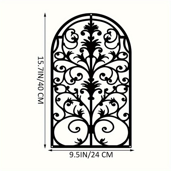 Exquisite Metal Window Frame and Arch Wall Decor - Rustic Baroque Style with Gothic Cathedral Aesthetics for Living Room,Transformative Wall Sculptures and Decorative Art.Wall Sculptures-2