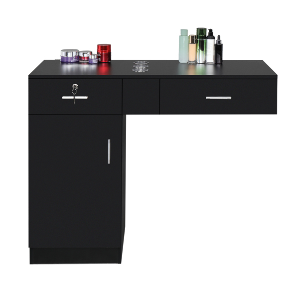 15 PCT E0 Particleboard Pitted Surface 2 Drawers 1 Lock 1 Door 3 Hair Dryer Salon Cabinet Black【Same code 63082170】-8
