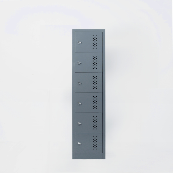 金属车库储物柜，六个独立储物隔间 - 70.98 英寸钢制锁柜，适用于车库和仓库（灰色）-5