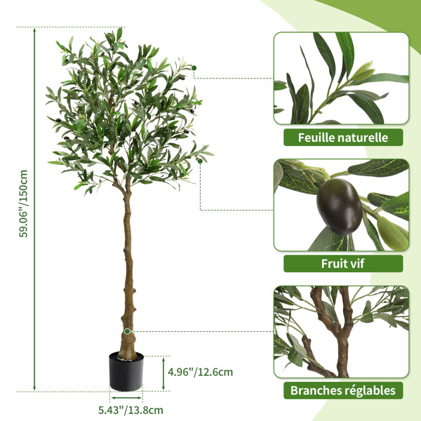 150cm olive tree 650 leaves 26 fruits PVC silk cloth artificial tree-2