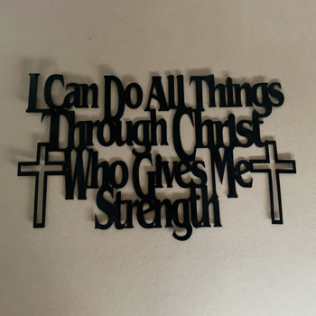 1PC High - Quality Metal Wall Art I Can Do All Things Through Christ Metal Wall Art Inspirational Christian Decor with Decorative Pediment Faith Based Home Sign Motivational Scripture for Living Room