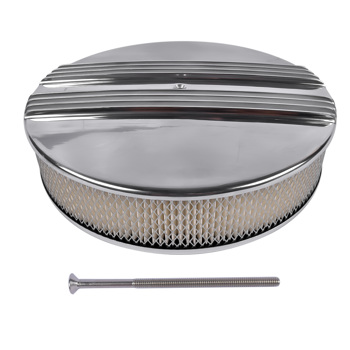 空气滤清器 14" x 3" Half Finned Aluminum Air Cleaner With Recessed Base and Paper Element Polished