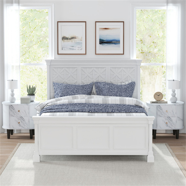 White Nightstand with Drawers  -7