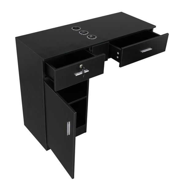 15 PCT E0 Particleboard Pitted Surface 2 Drawers 1 Lock 1 Door 3 Hair Dryer Salon Cabinet Black【Same code 63082170】-21