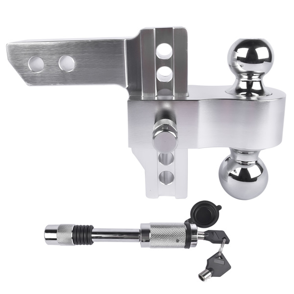 拖车挂接装置 12500 LBS Aluminum Adjustable Trailer Tow Hitch Fits 2-Inch Receiver 6-Inch Drop/Rise, 2" and 2-5/16" Chrome Hitch Balls with Two Locks-5