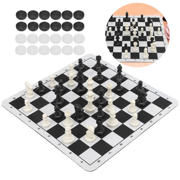 束口袋绒布袋便携鼠标垫棋盘国际象棋国际跳棋二合一套装-5