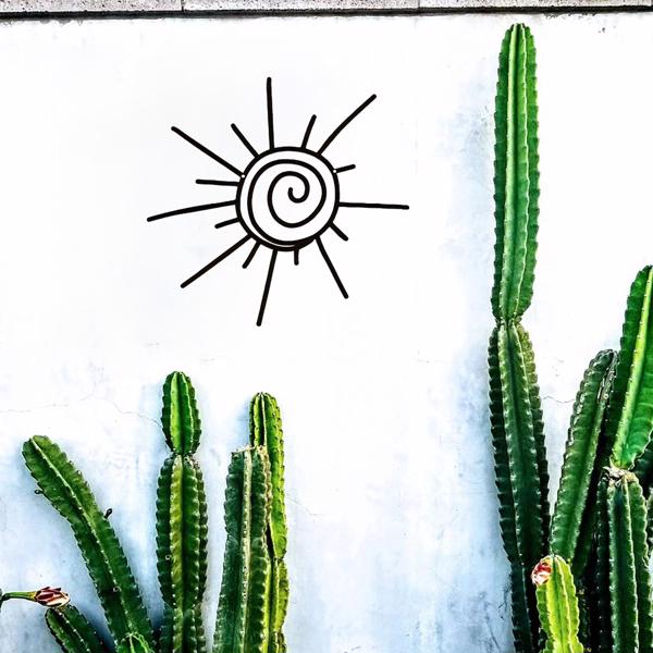 Grand Sophisticated Metal Sun Wall Art - Transverse Style. Beach Decor. Exterior Wall Hanger. Tough Metal Material-5