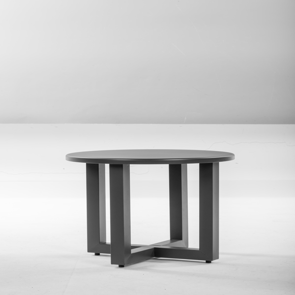 Outdoor Metal Round Table, Weather Resistant Patio End Table Side Table Coffee Bistro Table for Indoor Outdoor, Grey-8