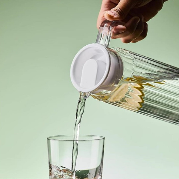 PC扎壶亚克力条纹壶塑料冷水壶透明凉水壶八角壶果汁壶茶色花茶壶 1.1L条纹壶(热销款) -3