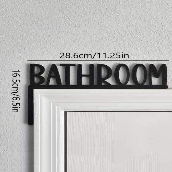 Chic Metal Wall-Mounted Bathroom Sign - Exquisite Decorative Graphic Letter and Number Wall Sculpture for Home Decoration. Farmhouse-Themed Over-The-Door Bathroom Topper, A Captivating Wall Hanging fo-1