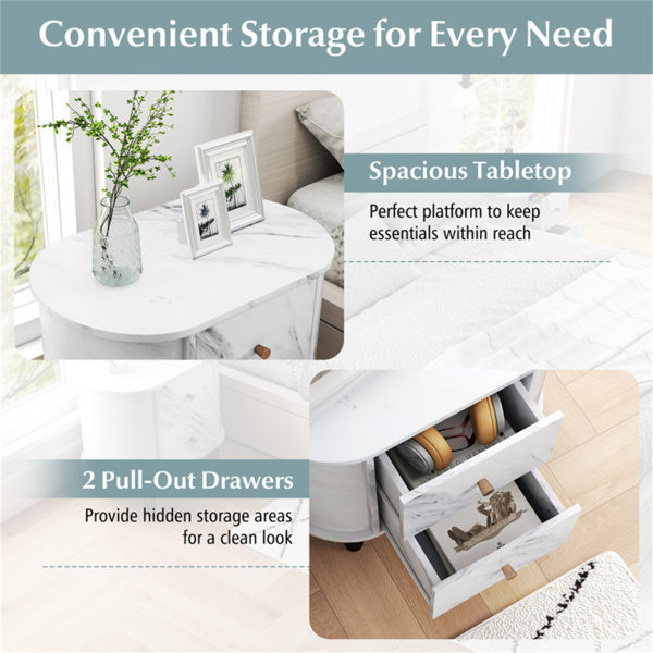 White Nightstand with Drawers  -8
