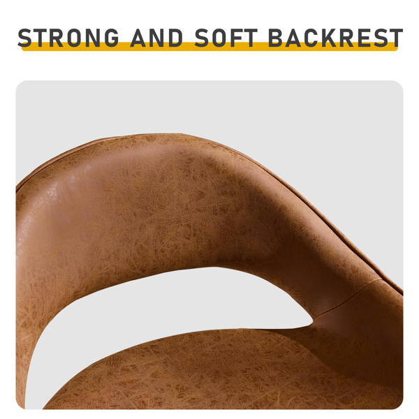2pcs hollow backrest PU spray-coated bent iron feet bar stool brown with swivel-7