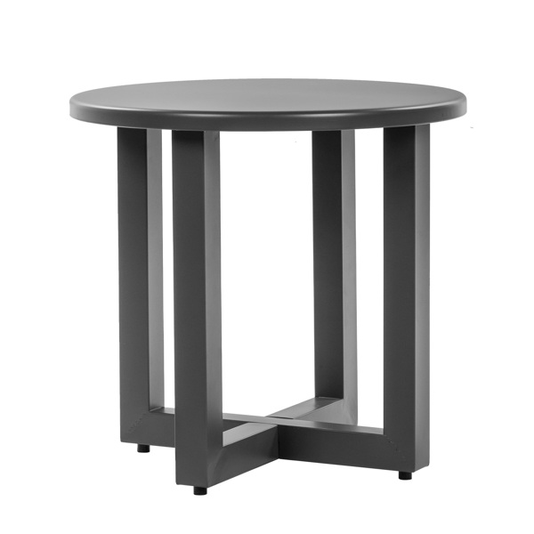 Outdoor Metal Round Table, Weather Resistant Patio End Table Side Table Coffee Bistro Table for Indoor Outdoor, Grey-1