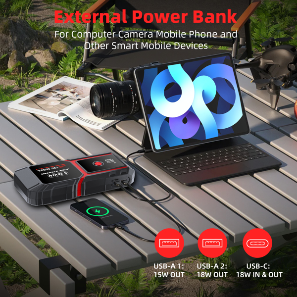 （Amazon: Prohibited,No weekend orders.）5000A Car Jump Starter Booster Jumper Power Bank Battery Charge 16000mAh Portable Jump Starter Battery Jump Box with LED Light-8