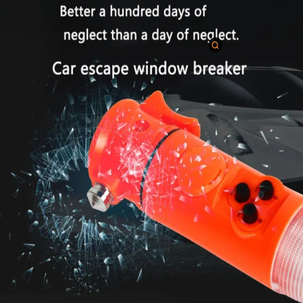 Red Multi-functional car safety hammer with Flashlight-3