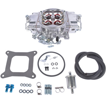 化油器 Billet Aluminum 4 Barrel Double Pumper Race Carburetor 650 CFM BR-67199 Gasoline Square Bore No Choke Mechanical Down-Leg Silver