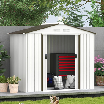 钢制仓库花园工具房7\\'x 4\\'白色-AS （ Amazon Shipping）（WalMart禁售）（周末不发货）