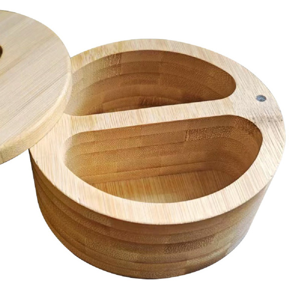 Bamboo Salt Cellar， Salt Container-2