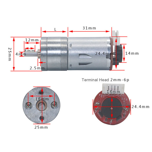 DIY Encoder Gear Motor with Mounting Bracket 65mm Wheel Kit for Smart Car Robot DC12V(1000RPM)-3