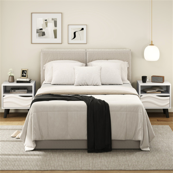 White bedside table with drawers and open shelves-5