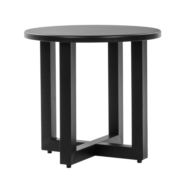 Outdoor Metal Round Table, Weather Resistant Patio End Table Side Table Coffee Bistro Table for Indoor Outdoor, Black-1