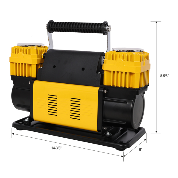 12V 双缸重型空气压缩机，带压力表的轮胎充气机，最大 150 PSI，适用于汽车、SUV、RV、卡车的轮胎充气泵-2
